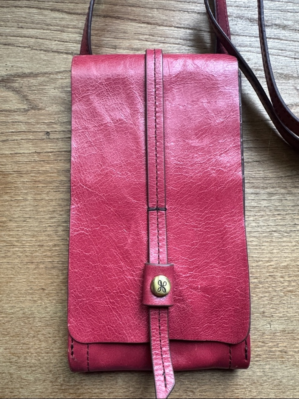 Hobo Women's Red Leather Crossbody Phone Wallet - Picture 2 of 5